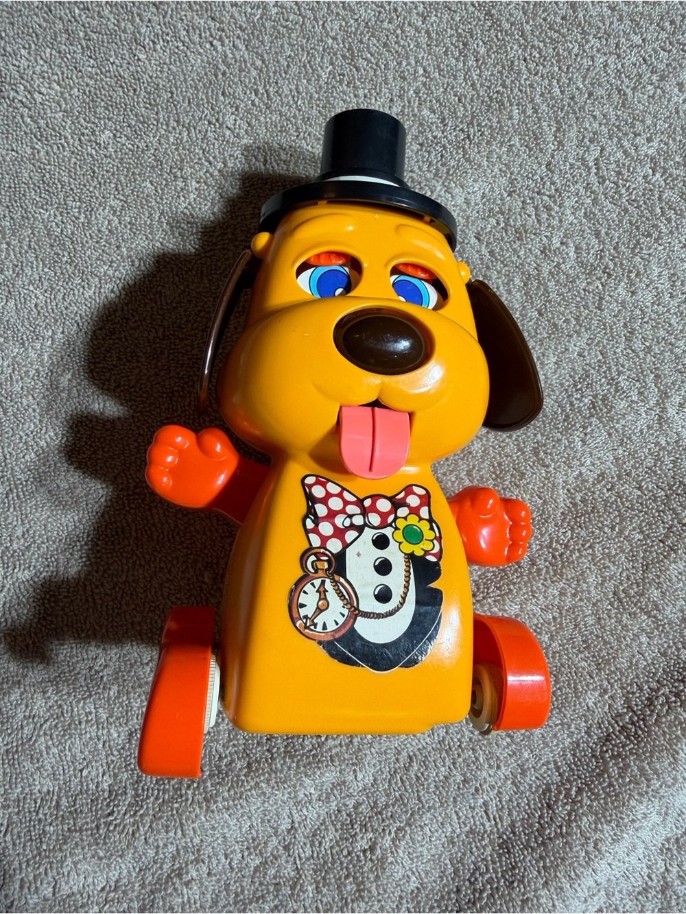 Tony Top Hat dog on wheels Puppy Toy with Top Hat